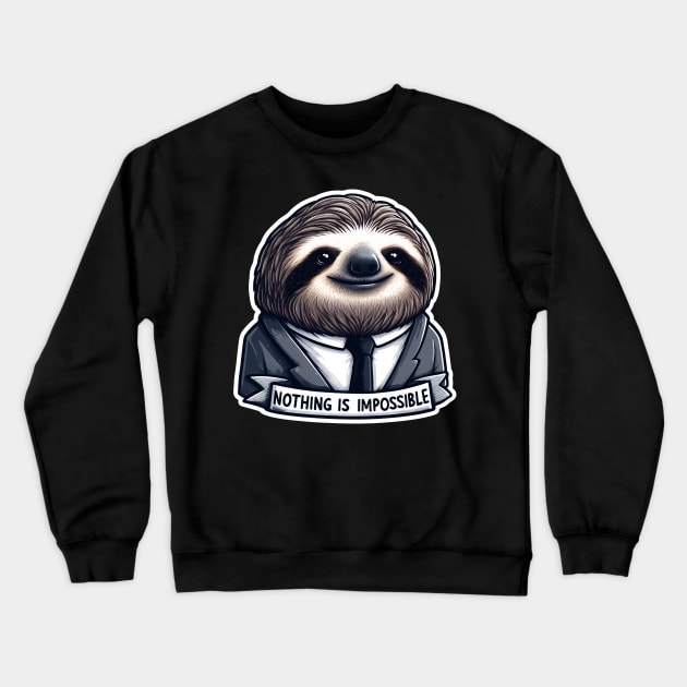 Nothing Is Impossible Sloth Crewneck Sweatshirt by Plushism